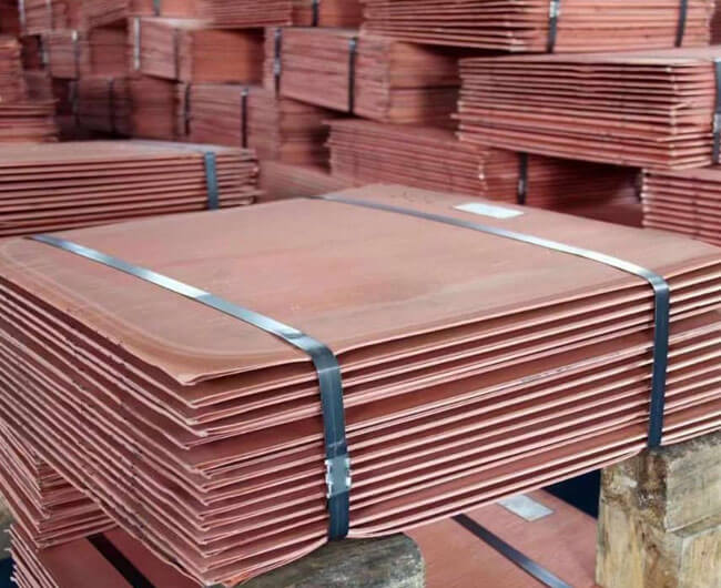 Electrolytic copper cathodes, LME Grade A 99.99% Cu-CATH-1, bundled for export